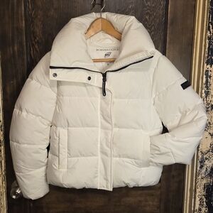 BCBG MaxAzria White Quilted Puffer Jacket Sz XS